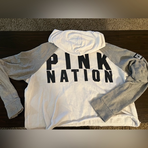 Victoria Secret Pink Nation Hoodie Crop Top - Picture 4 of 5